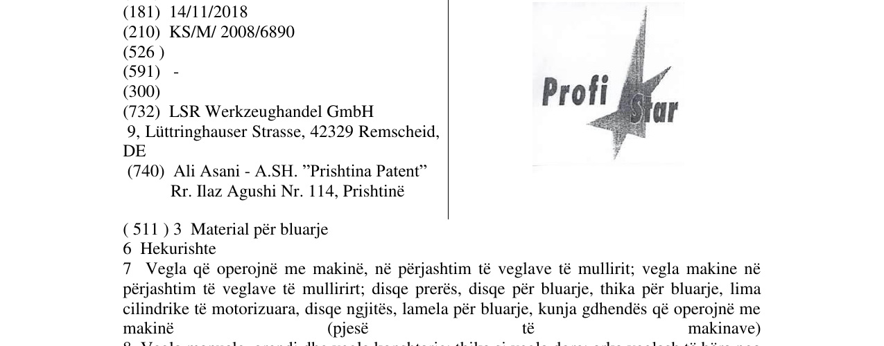 Zëri i markës PROFI STAR në buletin