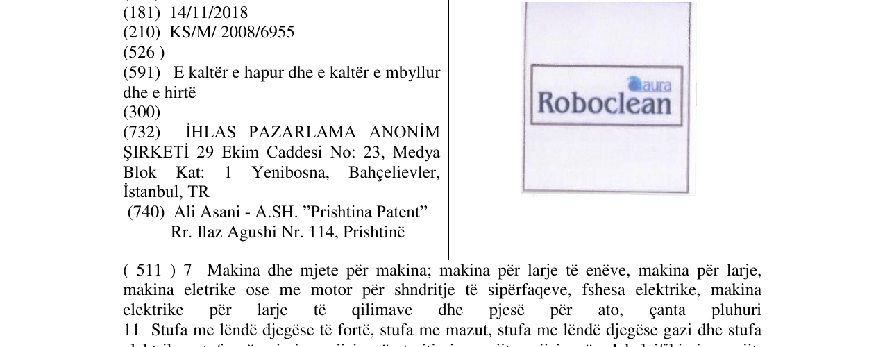 Zëri i markës aura Roboclean në buletin