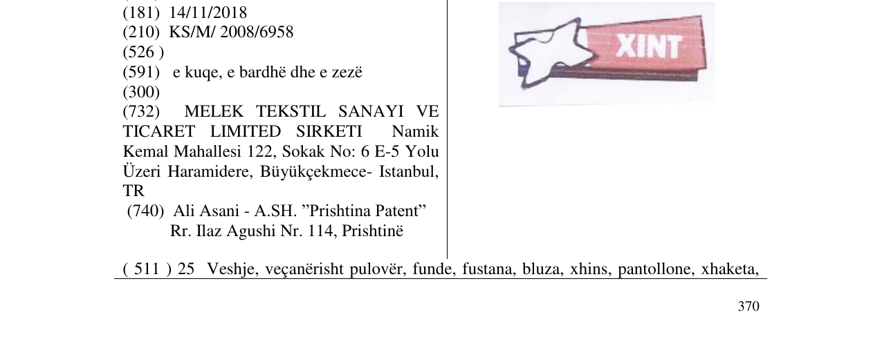 Zëri i markës XINT në buletin