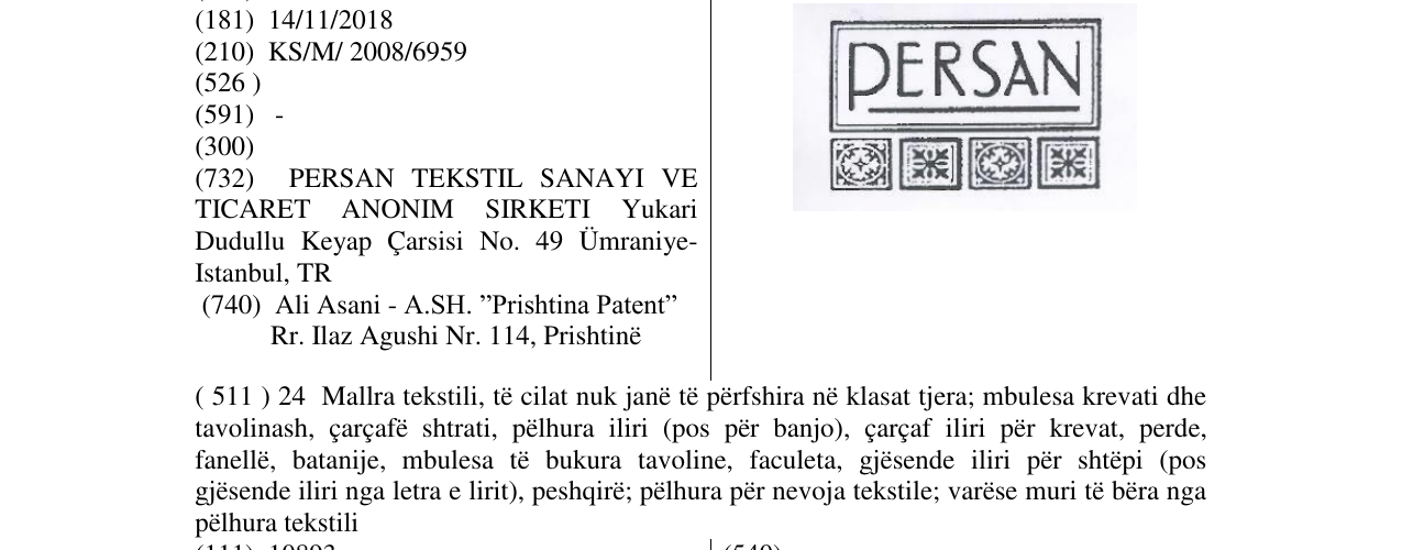 Zëri i markës PERSAN në buletin