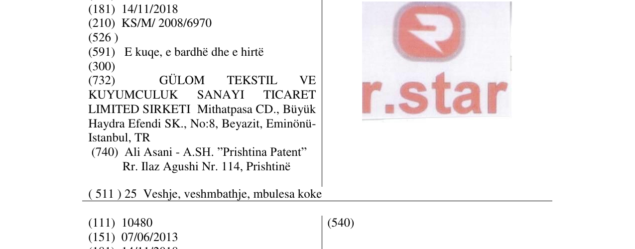 Zëri i markës r. star në buletin