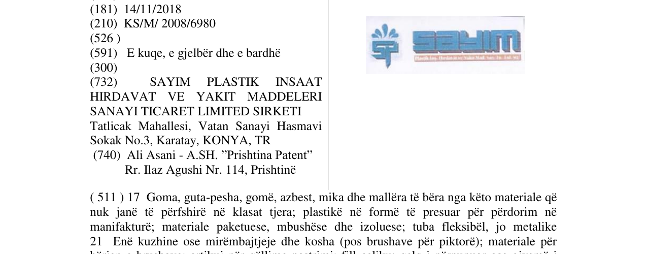 Zëri i markës SAYIM në buletin