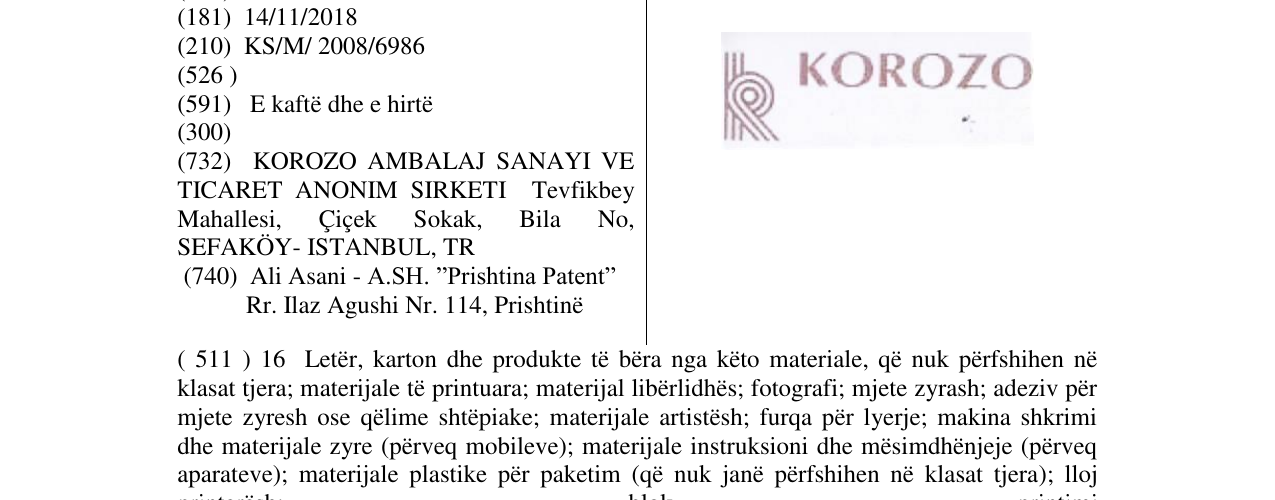 Zëri i markës KOROZO në buletin