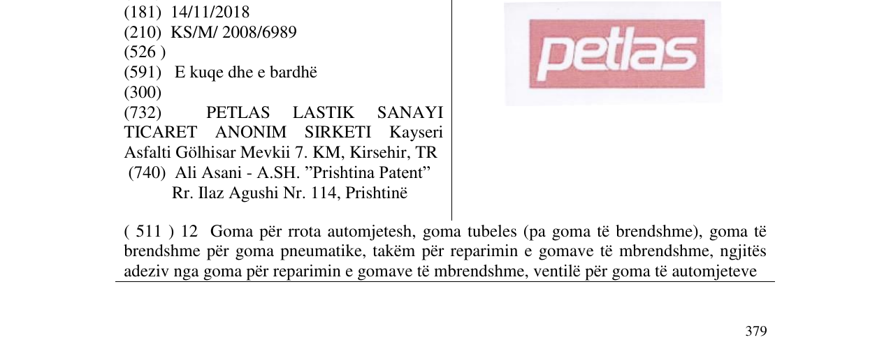 Zëri i markës PETLAS në buletin