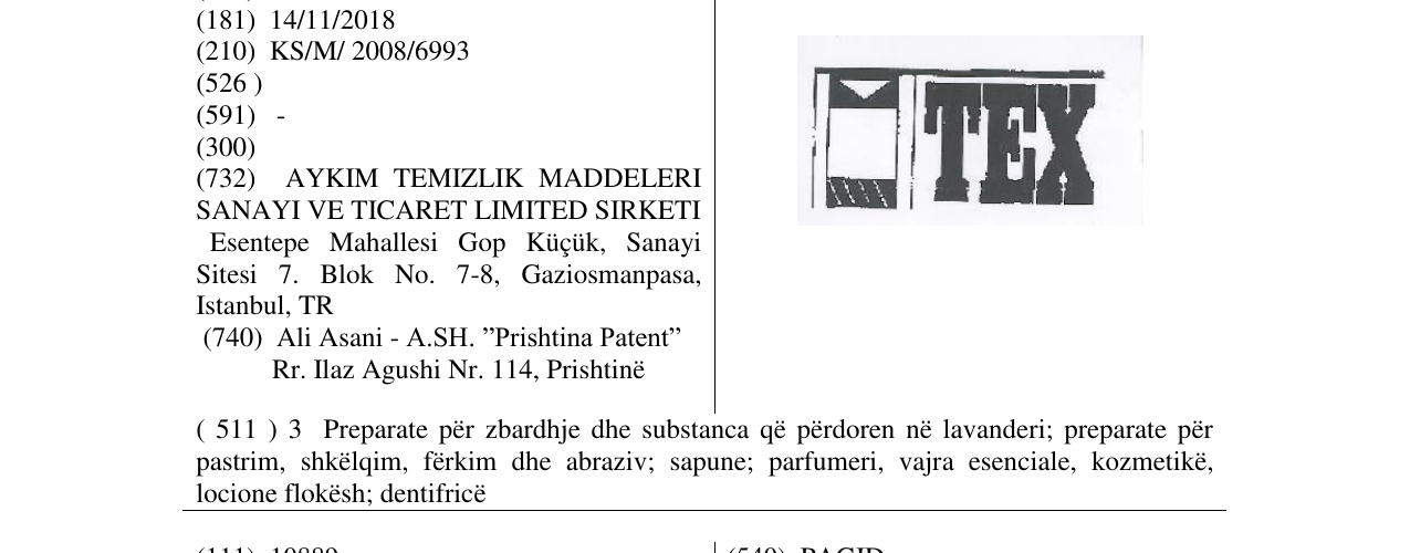 Zëri i markës TEX në buletin