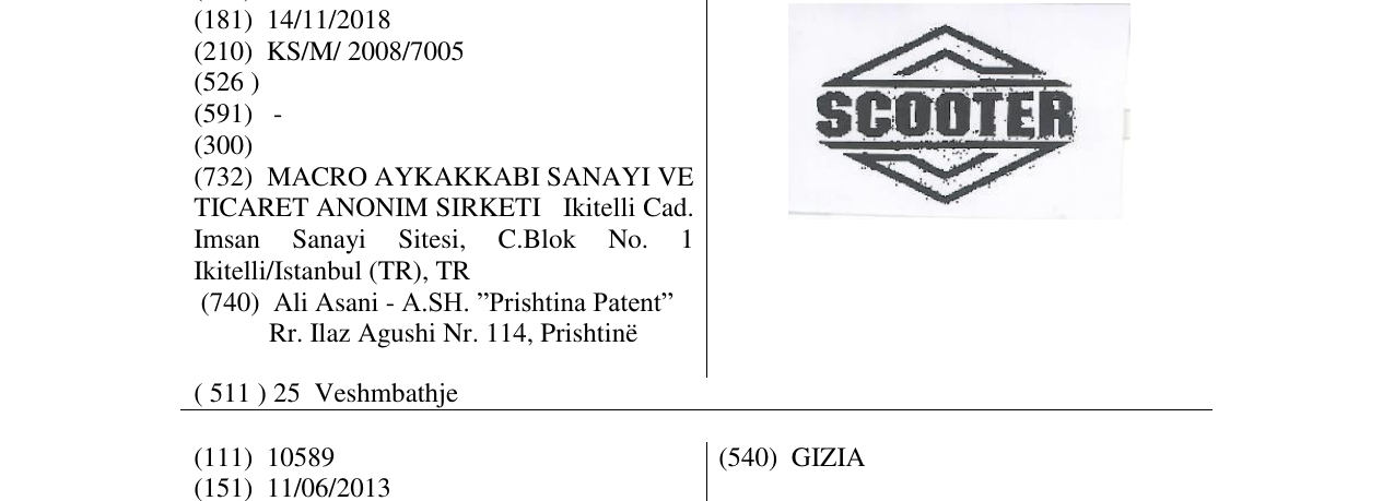 Zëri i markës SCOOTER në buletin