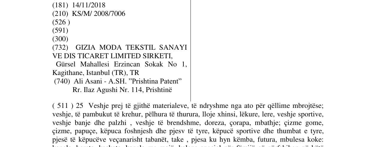 Zëri i markës GIZIA në buletin
