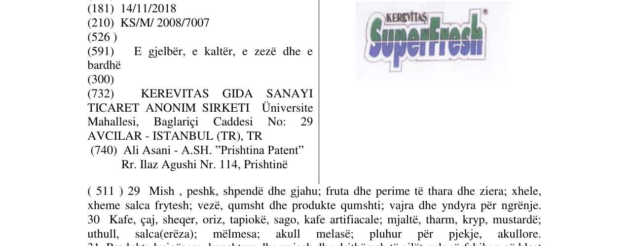 Zëri i markës SUPERFRESH KEREVITAS në buletin