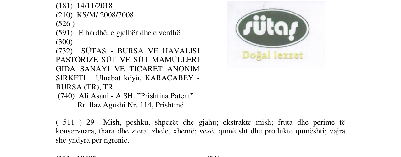 Zëri i markës Sütaş Doǧal lezzet në buletin