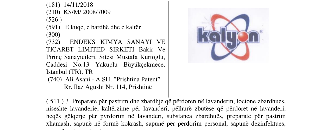 Zëri i markës KALYON në buletin