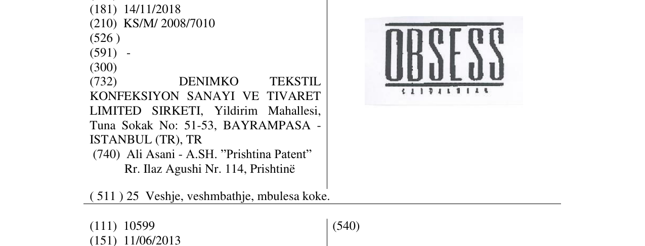 Zëri i markës OBSESS në buletin