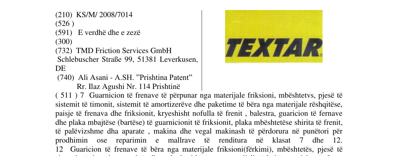 Zëri i markës TEXTAR në buletin