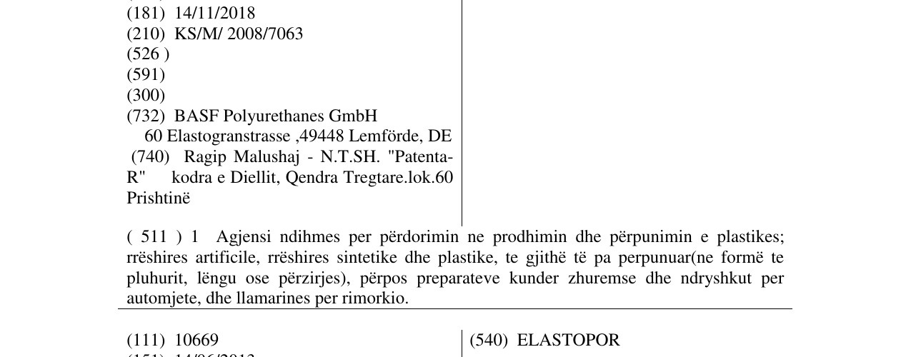 Zëri i markës ELASTOCOAT në buletin