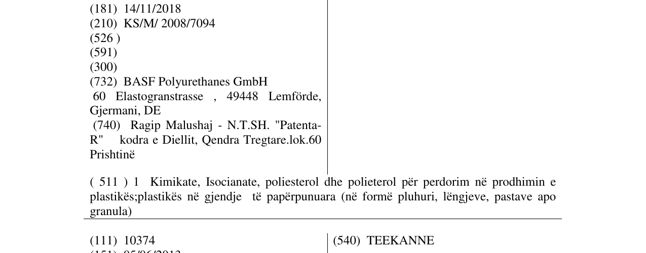Zëri i markës LUPRANOL në buletin