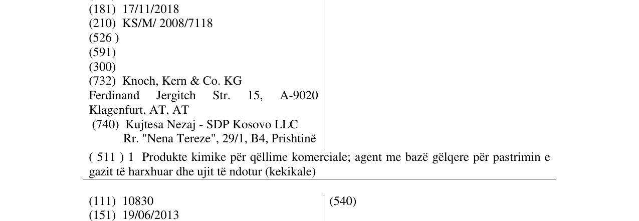 Zëri i markës PURICAL në buletin