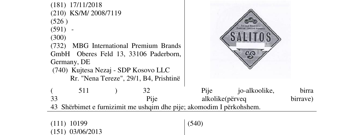 Zëri i markës SALITOS në buletin