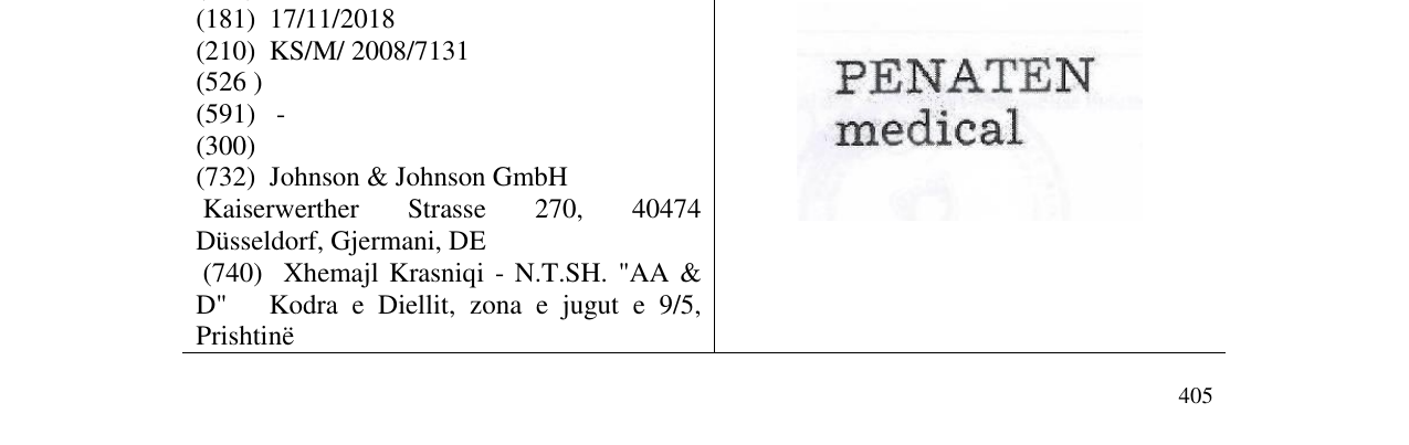 Zëri i markës PENATEN medical në buletin