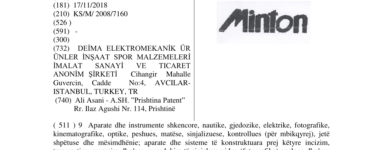 Zëri i markës Minton në buletin