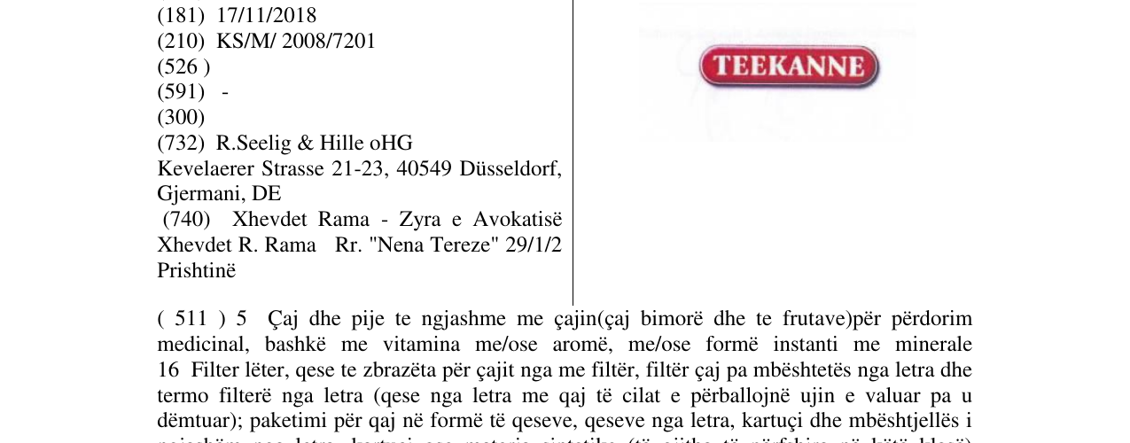 Zëri i markës TEEKANNE në buletin