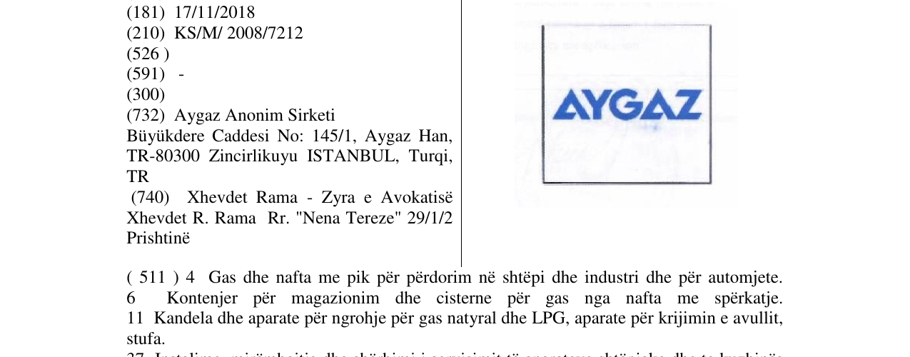 Zëri i markës AYGAZ në buletin