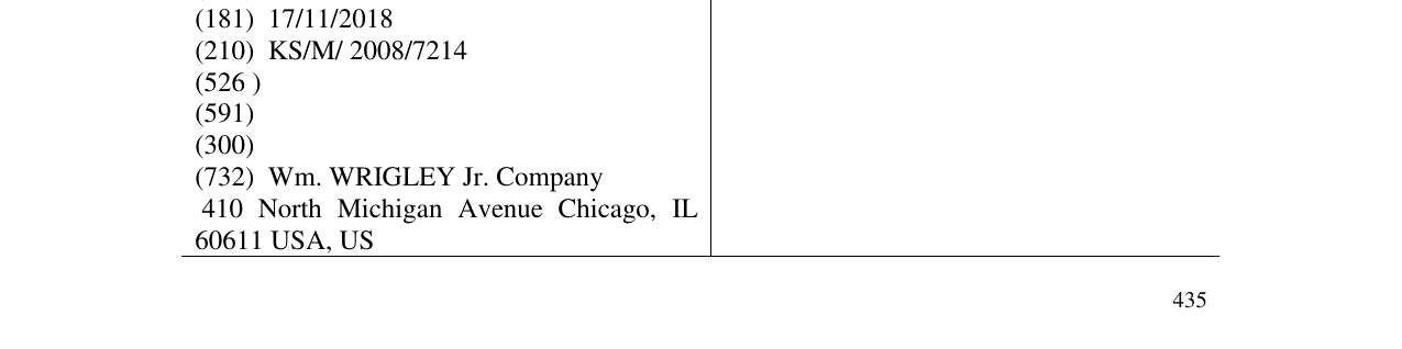 The entry of the trademark DARK MINT in the bulletin