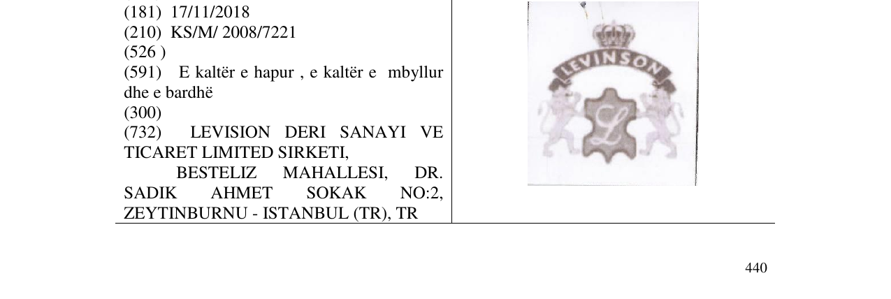Zëri i markës LEVINSON në buletin