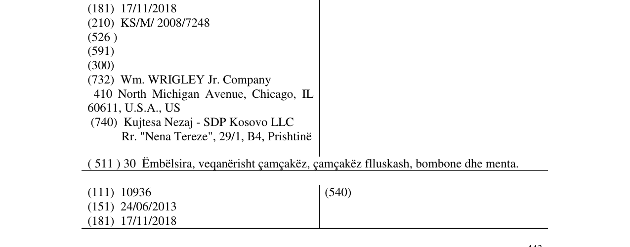 The entry of the trademark FRESH & FUSION in the bulletin