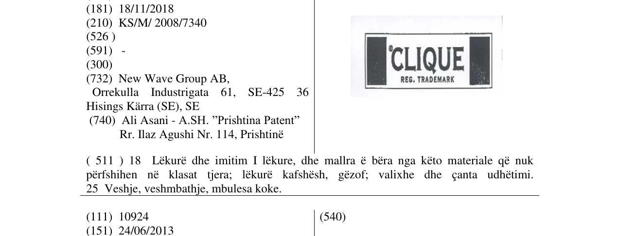 Zëri i markës CLIQUE në buletin