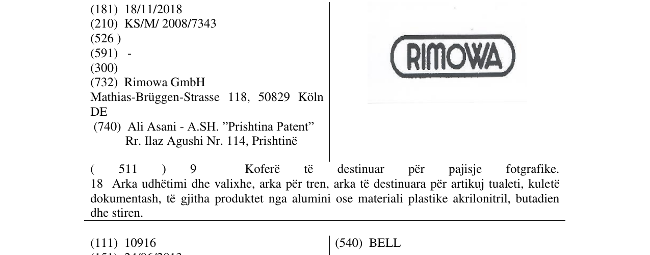 Zëri i markës RIMOWA në buletin