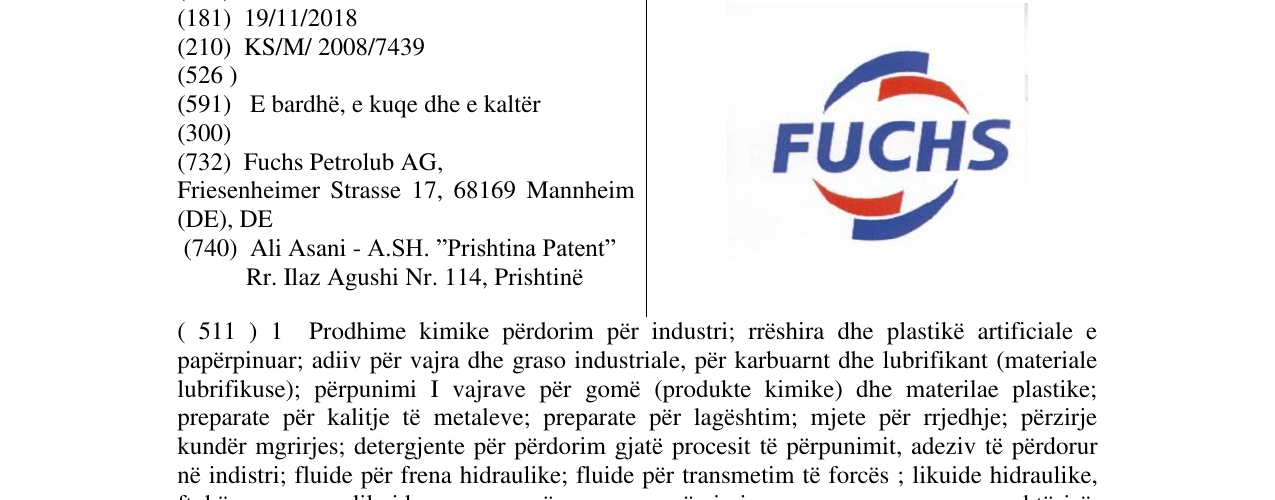 Zëri i markës FUCHS në buletin