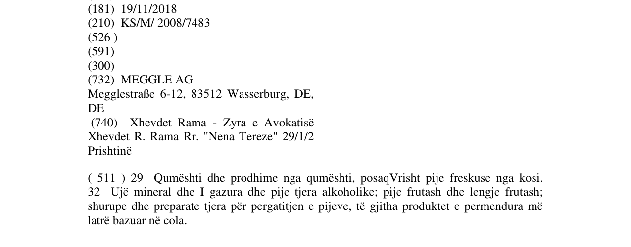 Zëri i markës VITA DRINK në buletin