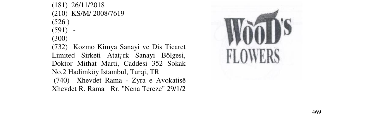 Zëri i markës WOOD'S FLOWERS në buletin