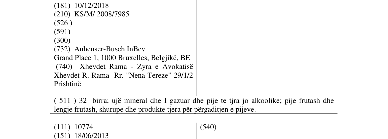 Zëri i markës A-B INBEV në buletin