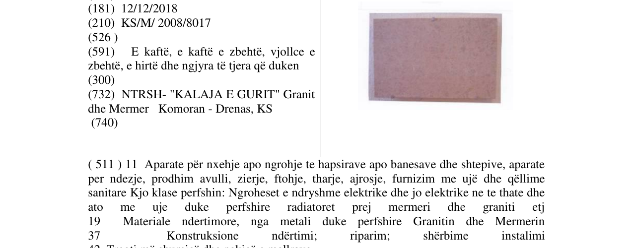 Zëri i markës Radiator prej Mermeri dhe Graniti në buletin