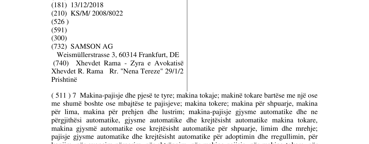 Zëri i markës SAMSON në buletin