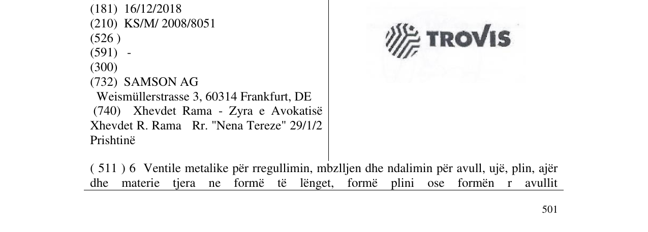 Zëri i markës TROVIS në buletin