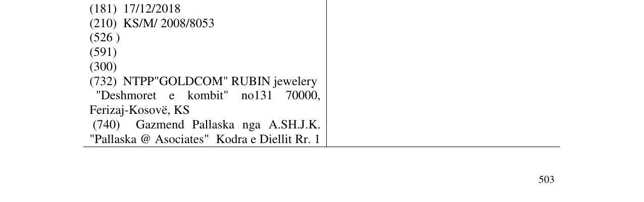 Zëri i markës RUBIN në buletin