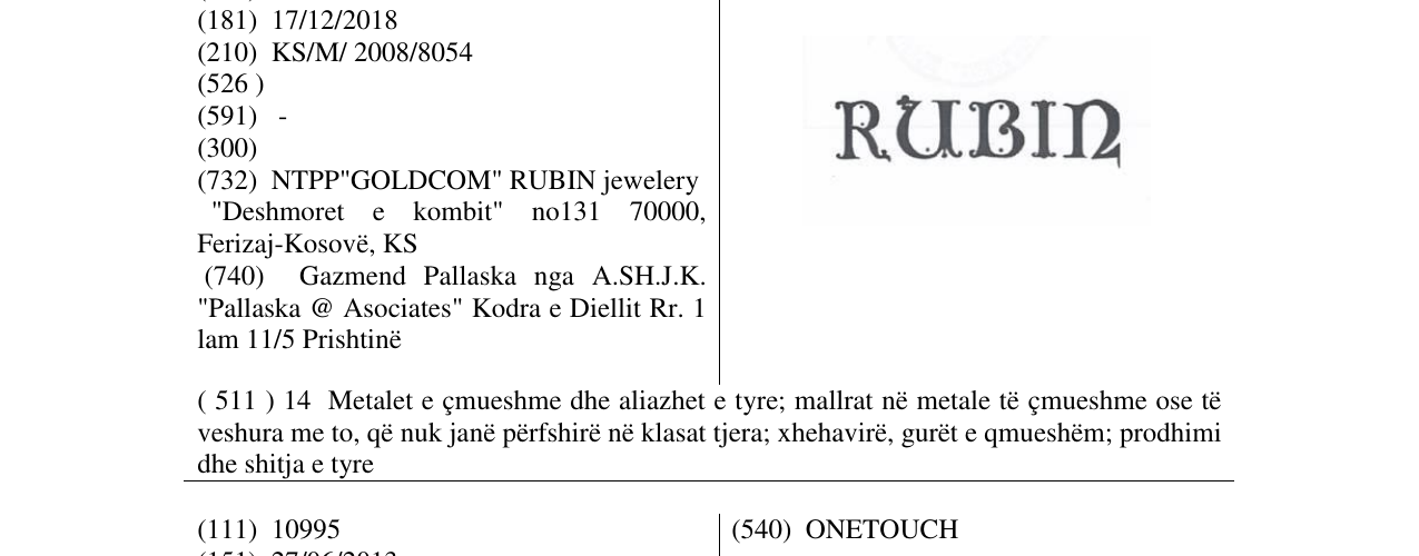 Zëri i markës RUBI¿ në buletin