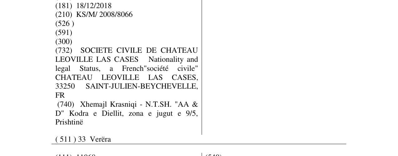 Zëri i markës CHATEAU LEOVILLE LAS CASES në buletin