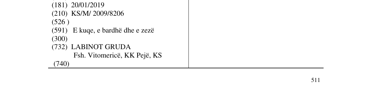 Zëri i markës BIBITA në buletin