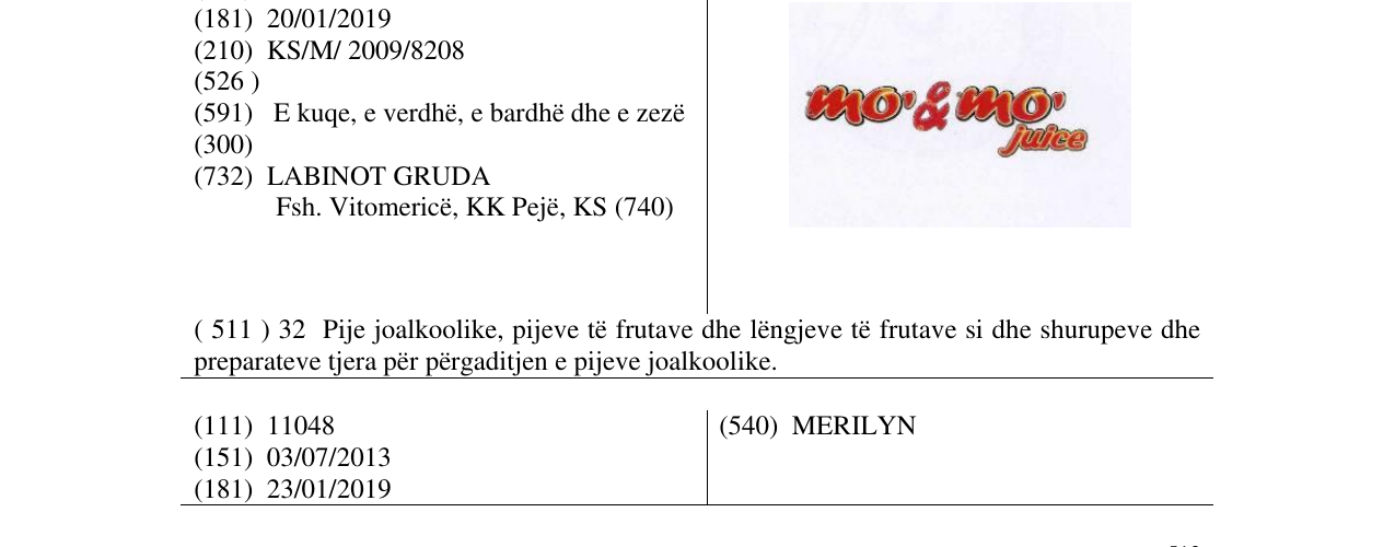 Zëri i markës mo'&mo' juice në buletin