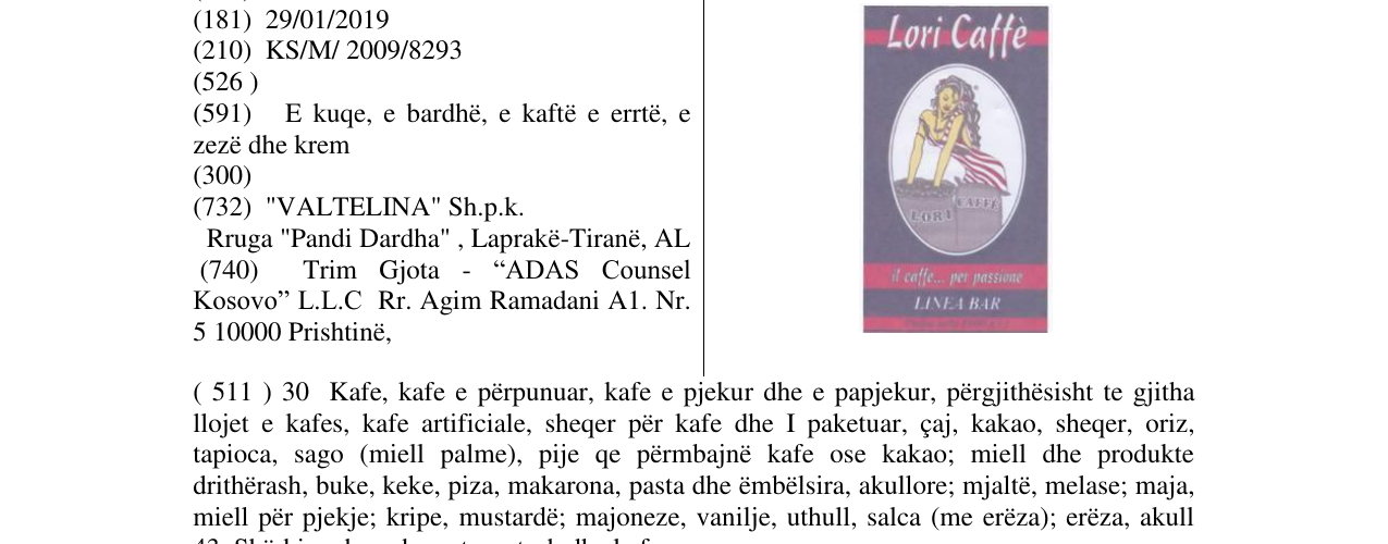 Zëri i markës Lori Caffe në buletin
