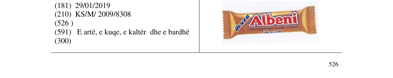 Zëri i markës ÜLKER ALBENI në buletin