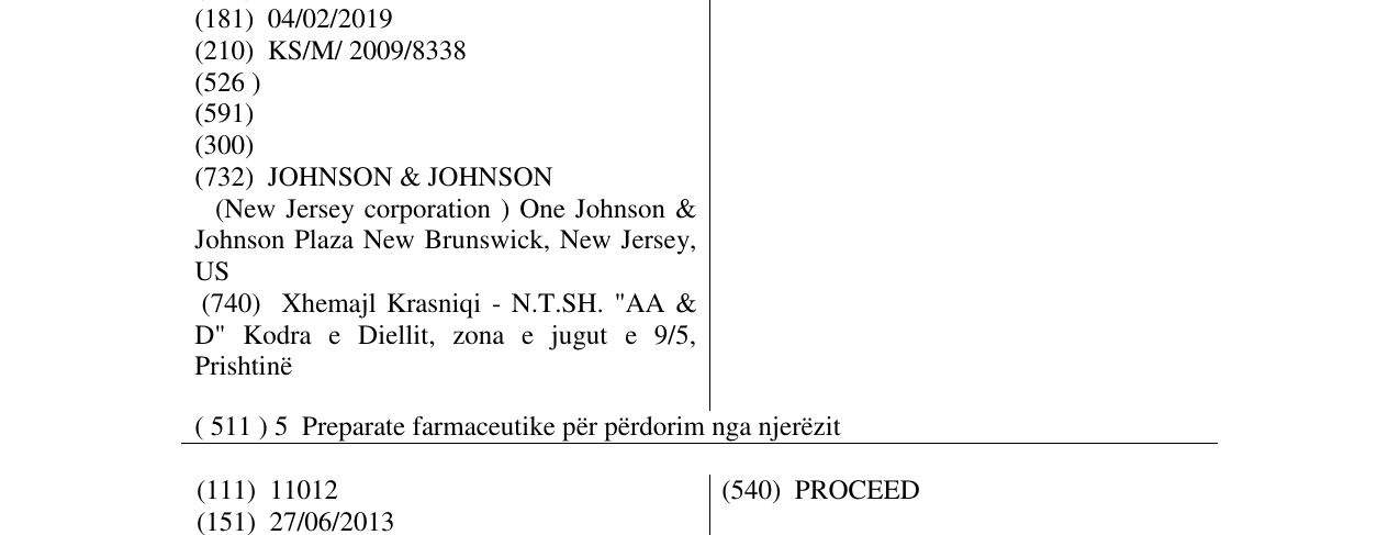 The entry of the trademark ZEVTERA in the bulletin