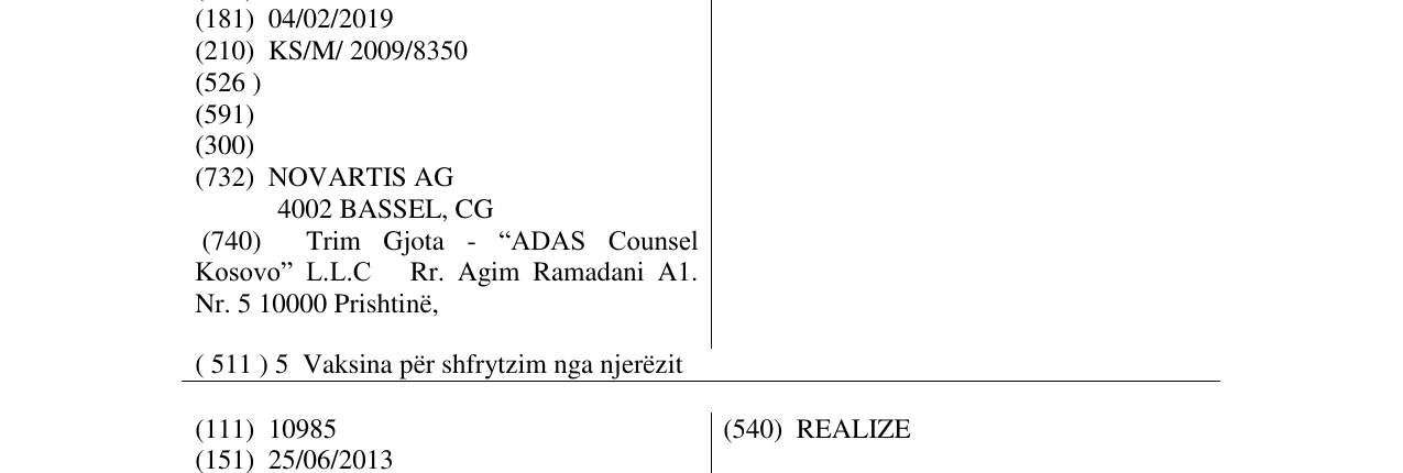 Zëri i markës FOCETRIA në buletin