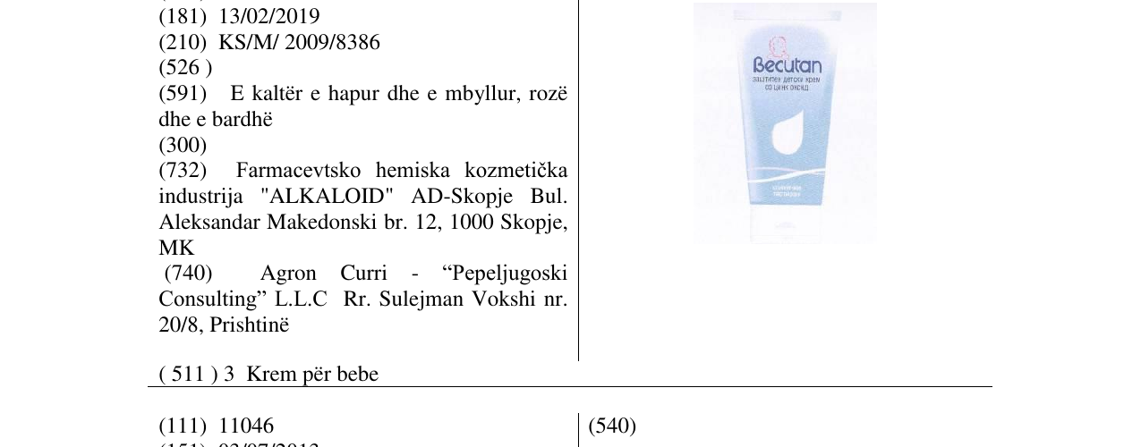 Zëri i markës Becutan në buletin