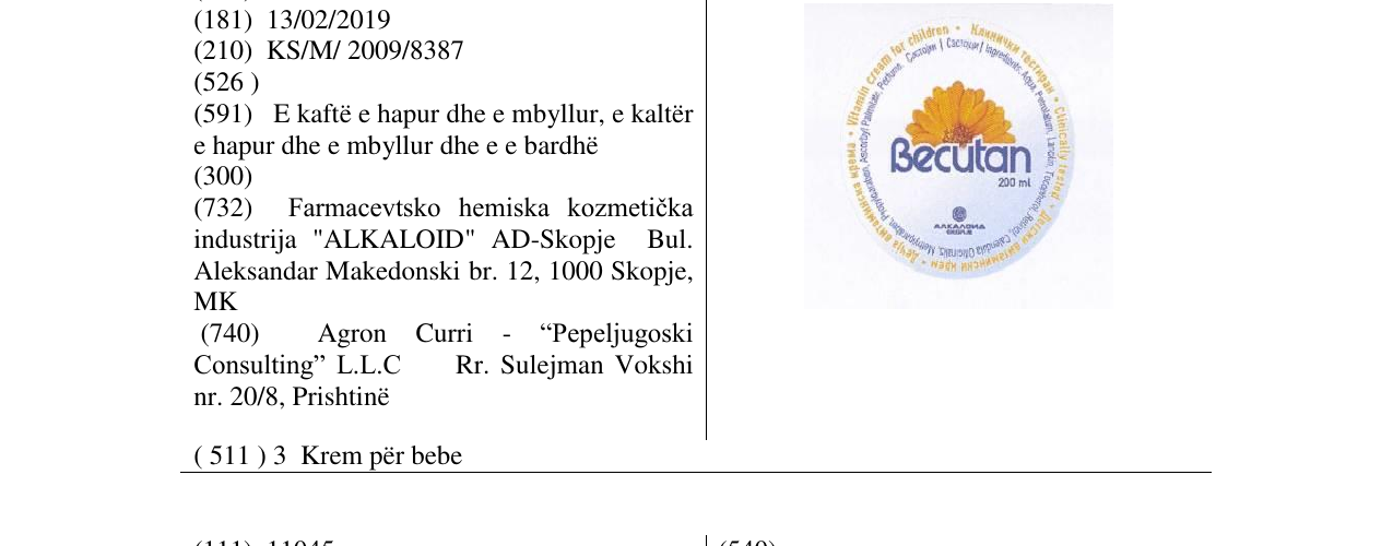 Zëri i markës Becutan në buletin