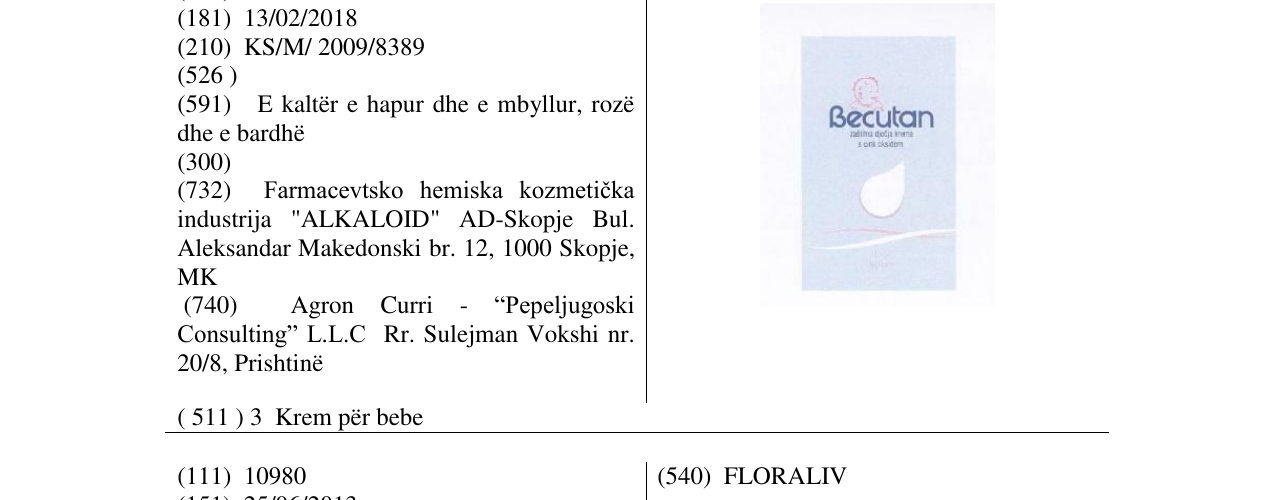 Zëri i markës Becutan në buletin