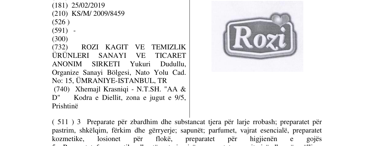 Zëri i markës Rozi në buletin