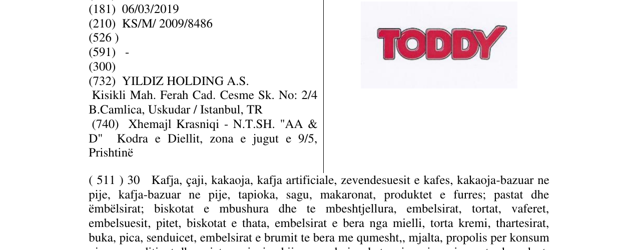 Zëri i markës TODDY në buletin